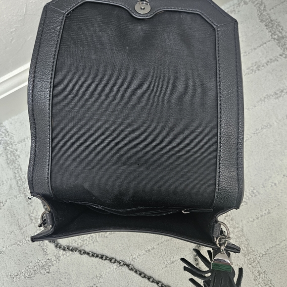 BCBGMaxAzria evening bag metal chain sueds sequin detail Black - Picture 7 of 10